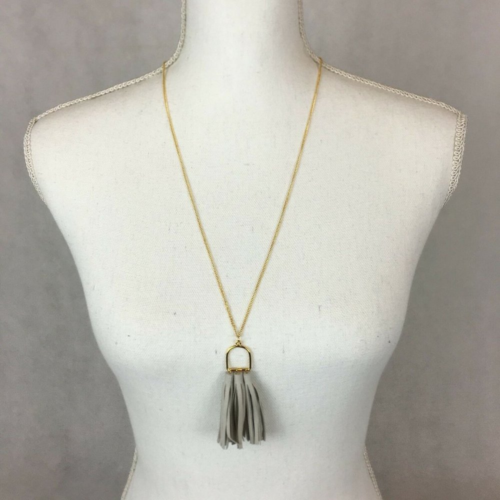Gray Suede Tassels Pendant Necklace